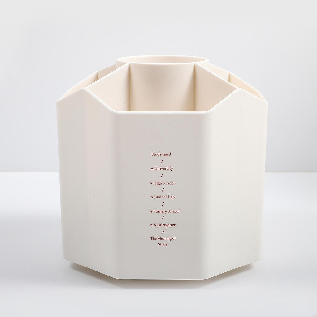5-hole Large-capacity Rotating Pen Holder Storage Box Office Desktop Stationery Pen Holder Simple Student Supplies