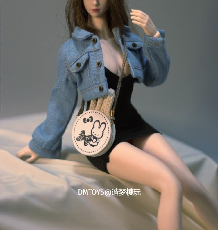 Toys Hobbies Action Figure Accessory Fits TBLeague Body DMTOYS Beautiful Female Fashion Sexy Crop Denim Jacket and Black Dress and Bag Not &