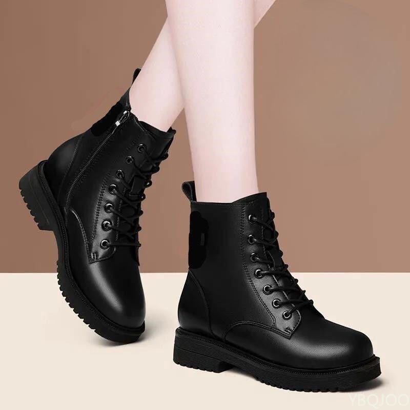 Fashionable versatile women's boots winter new Elegant simple comfortable thick square toe thick heel women short boots