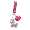 Cartoon Pony Monogram Leather Keychain: 999 Pure Gold Wealth Gourd Charm