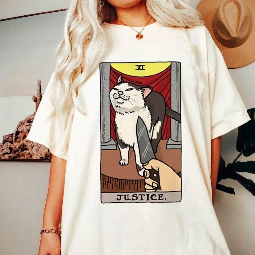 Modă Tarot Pisică Kawaii WoUnisex Tricou WoUnisex Tricou Desen Animat Model Drăguț Tricou Mânecă Scurtă Tricou WoUnisex Mărimi Mari s