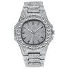 Men Hip Hop Full Diamond Luxury Brand Watches Fashion Alloy Band Golden Date Quartz Vintage Watch Montres De Marque De Luxe