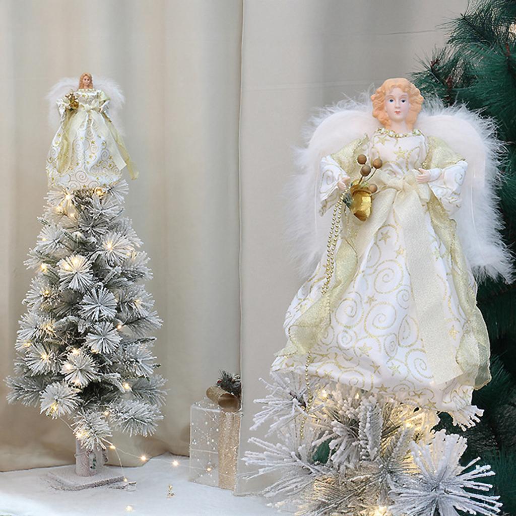 Angel Plush Wings Ornaments Christmas Tree Topper Star Holiday Decoration for Home and Store Festive Celebrations