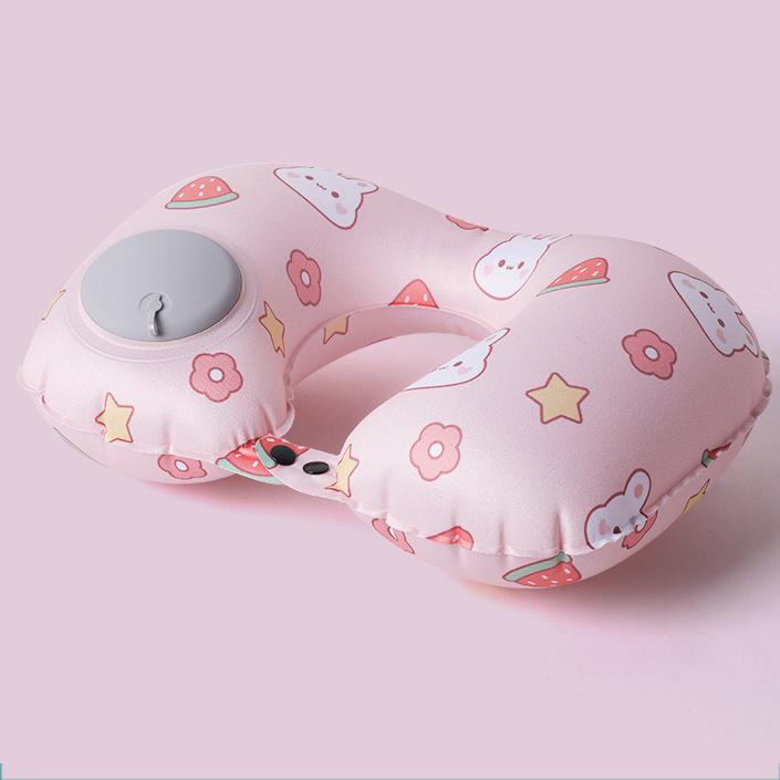 Inflatable Travel Neck Pillow for Airplane Train Car Washable Pillowcase U Shaped Office Napping Pillow,Home Head Neck and Lumbar Support