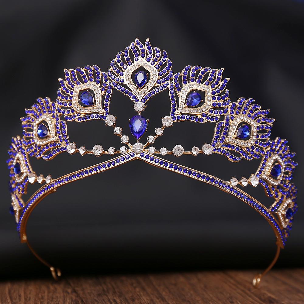 

DIEZI Baroque Luxury Princess Green Purple AB Crystal Tiara For Women Girls Wedding Party Vintage Queen Crown Hair Accessories