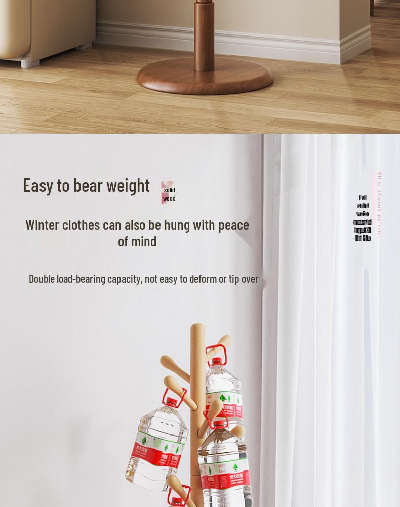 Samostatně stojící věšák na kabáty a oblečení z masivního dřeva s úložným sáčkem