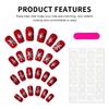 24PCS Red Fake Nails with White Snowflake Decor with Shiny Finish for Winter Holiday Party Decor