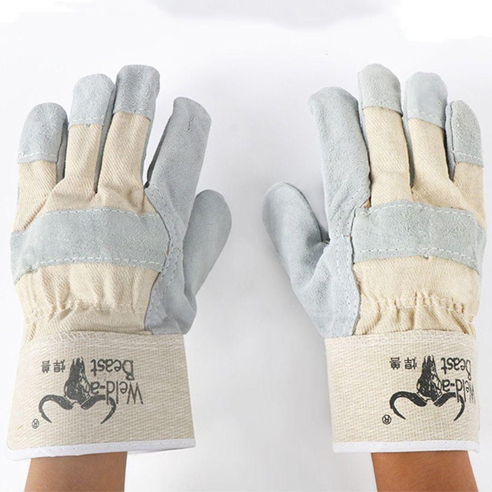 1 Pair Thickened Leather Welding Gloves Abrasion Resistant Labour Gloves  Moving Households