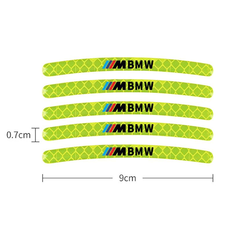 ZWVP7 Car Sticker 20pcs/set Car Wheel Hub Reflective Strip Sticker For BMW E46 E90 E60 F30 F10 G30 G20 G32 X1 X2 X3 X5 X4 Accessories