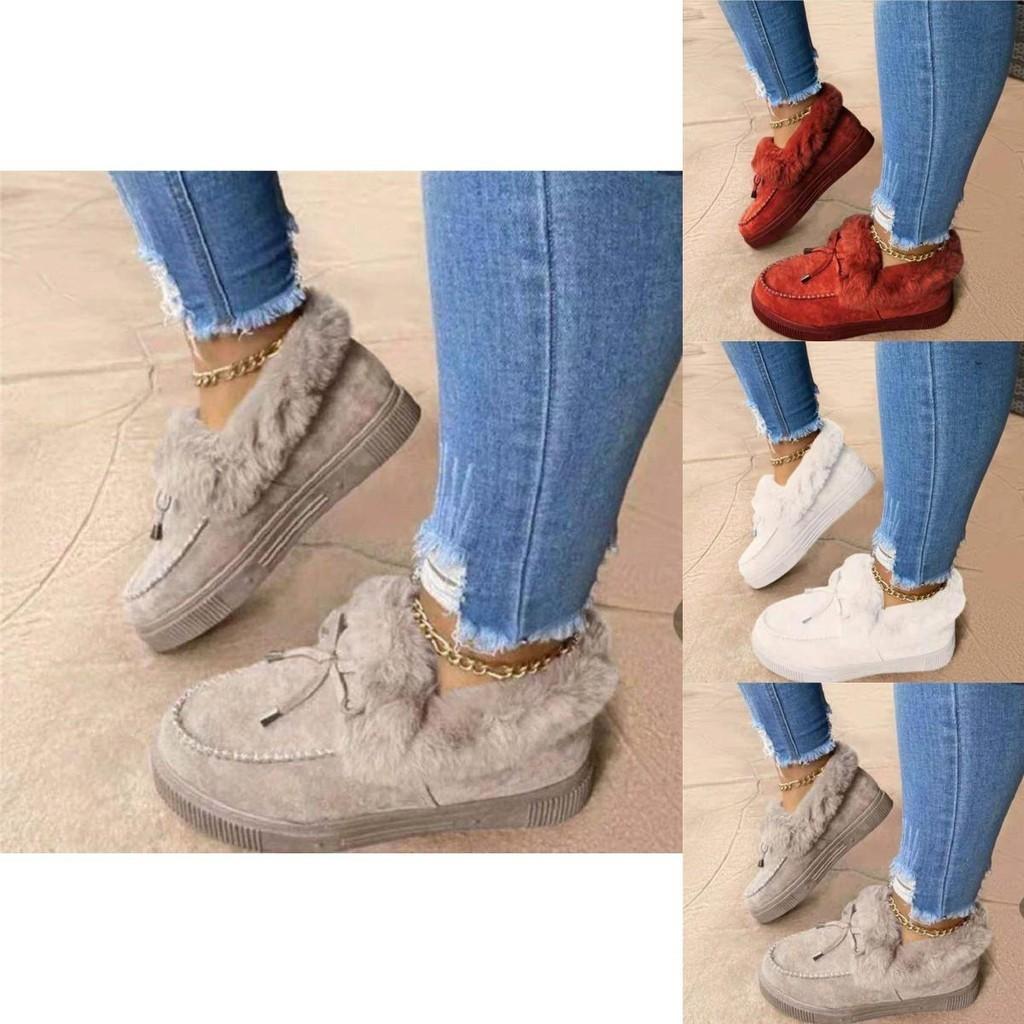Cozy Plush Snow Shoes Women's Winter Thick Soled Round Head Slippers