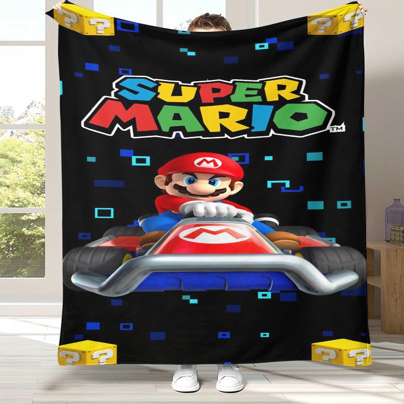 

Retro M-Mario Bros Game Cartoon Flannel Blanket,Ultra Soft Warm Plush Throw for Home Bedroom Bed Sofa Cover Camping Picnic gift 75x90cm