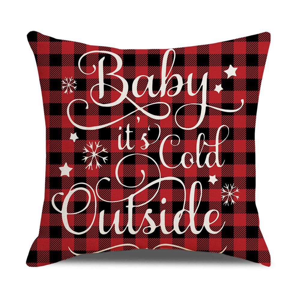 Roter Karomuster Weihnachts-Kissenbezug Leinen Sofa Kissenbezug Büro Kissenbezug Neuer Stil