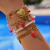 Youthway Colored Strawberry Cherry White Zircon Bracelet Gold Plated Stainless Steel Waterproof Minimalist Women Jewelry Holiday