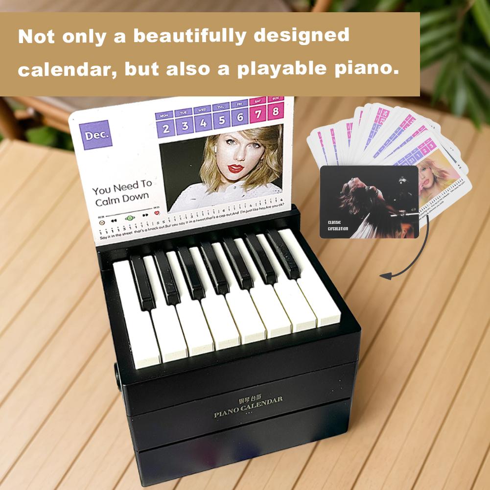 Taylor Piano Calendar 2025 Piano Desk Calendar Playable Mini Piano Calendar Music Sheets Toy Desktop Ornaments Gifts for Fans