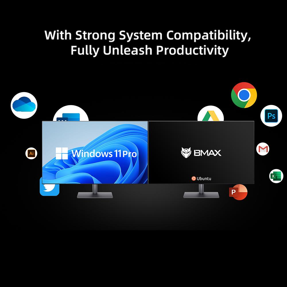 BMAX B3 Pro Windows 11 PC Intel N4500 8GB RAM 256GB SSD HDMI USB Wi-Fi Supports 4K@60Hz Intel HD Graphics mini pc