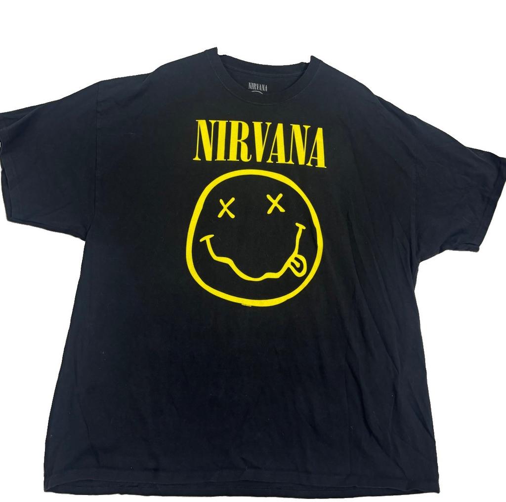 Nirvana Smiley Face Band T-Shirt Schwarz 3XL Grunge Rock Grafik T-Shirt Unisex Unisex T-Shirt