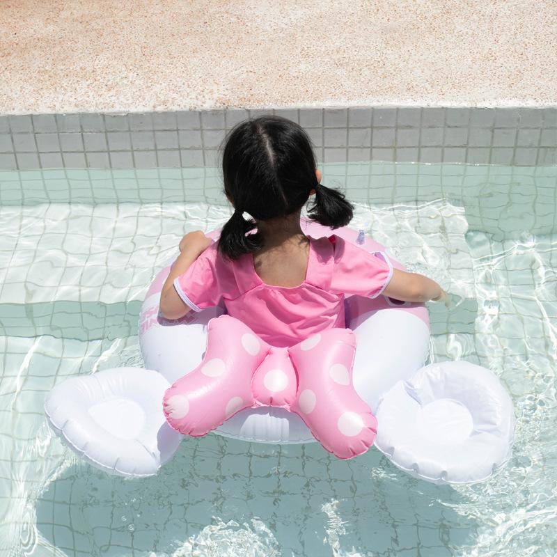 Pink Bow 3D Baby Inflatable Swim Ring with Handle and Seat
