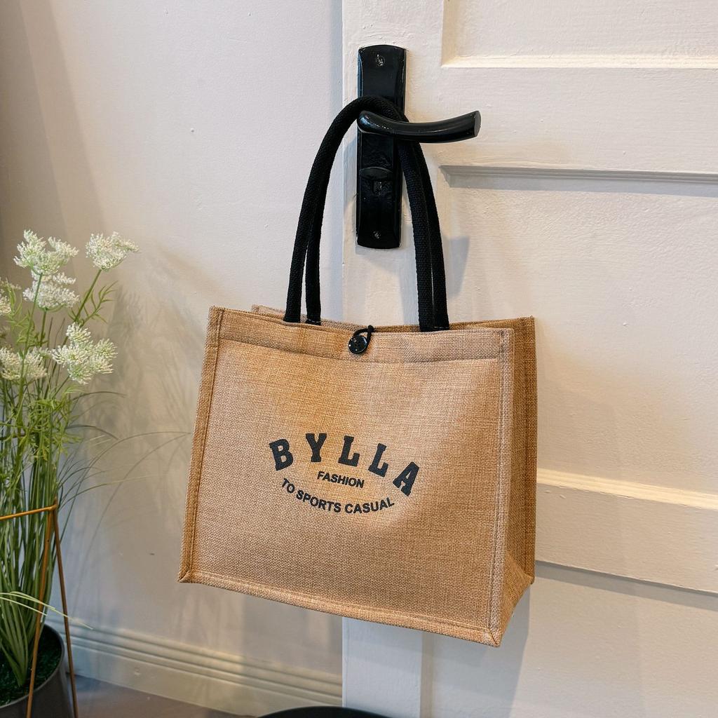 Linen Bag Handbag New Simple Large-capacity Tote Bag Shoulder Crossbody Commuter Canvas Tote Bag