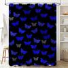 Unique Butterfly Print Shower Curtain Blue Gray Floral Design For Bathroom Decor Waterproof Fabric For Home Use