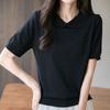Doll Collar Ice Silk T-shirt Button-down New Summer Sweater Short-sleeved Age-reducing Top