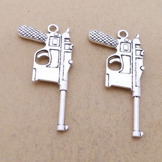 A5652 Antique Silver Alloy Gun Jewelry Accessories, 50-Pack, 3.7g each античный серебряного