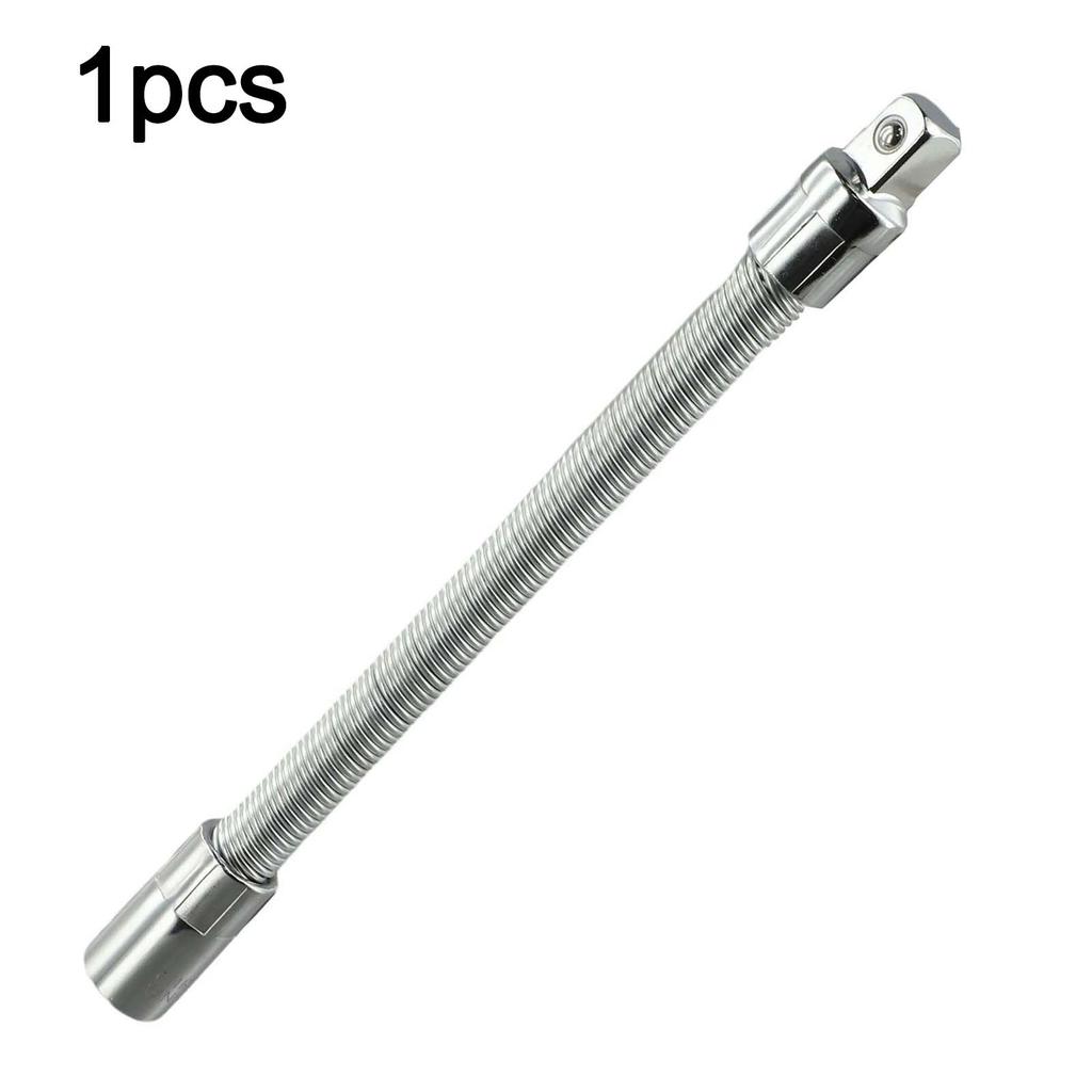 Polished Chrome Plating 1/4\" 3/8\" 1/2\" Driver Flexible Socket Extension Rod Adapter Ratchet Wrench 45 Steel Silver Rod Set