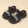2025 summer new fashionable running water diamond outer wear versatile thick-soled cool slippers muffin bottom beach shoes