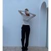 2022 Fashion Wind Long Sleeve Round Neck Top Sexy Thin Perspective Knitwear Thin Knitted Top
