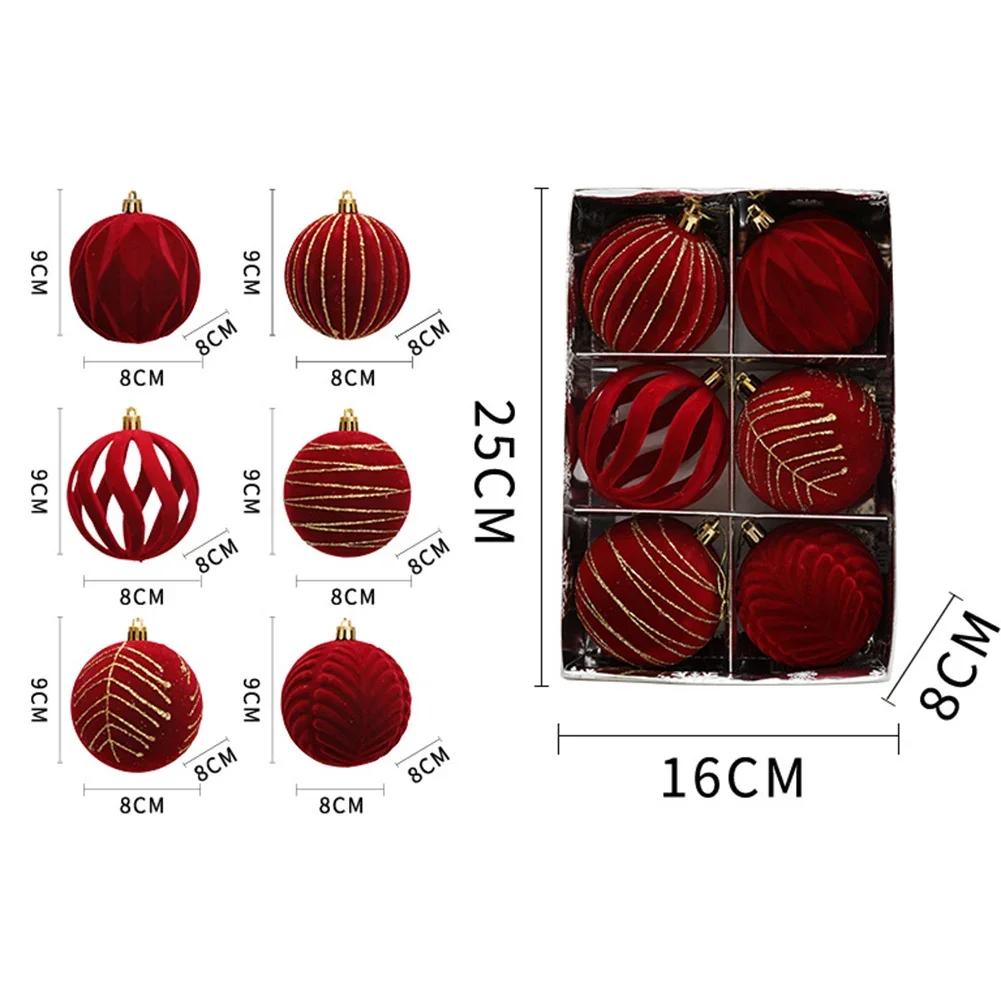 For Wedding Ceremonies Wine Red Green Ornaments Festive Tree Decor Holiday Decoration Ornaments Reusable Holiday Balls
