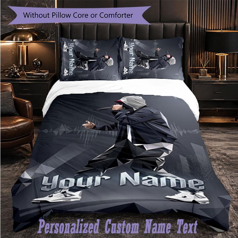 Personalized 3Pcs Bedding SetEminem Custom Text Duvet Cover Pillowcase Set Bedroom Gift