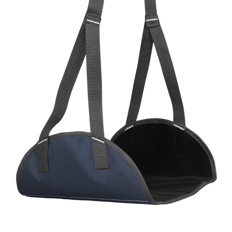 

Adjustable Hanging Foot Support For Long Flights Train Rides Compact Foldable Design Breathable Netting Travel Accessory синий