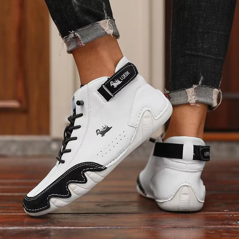 Herren Slipper Hochgeschnitten Bequem Weich Wasserdicht Flache Schuhe Rasen Gehen Tennis Luxusmarke Modische Runde Zehenstiefel