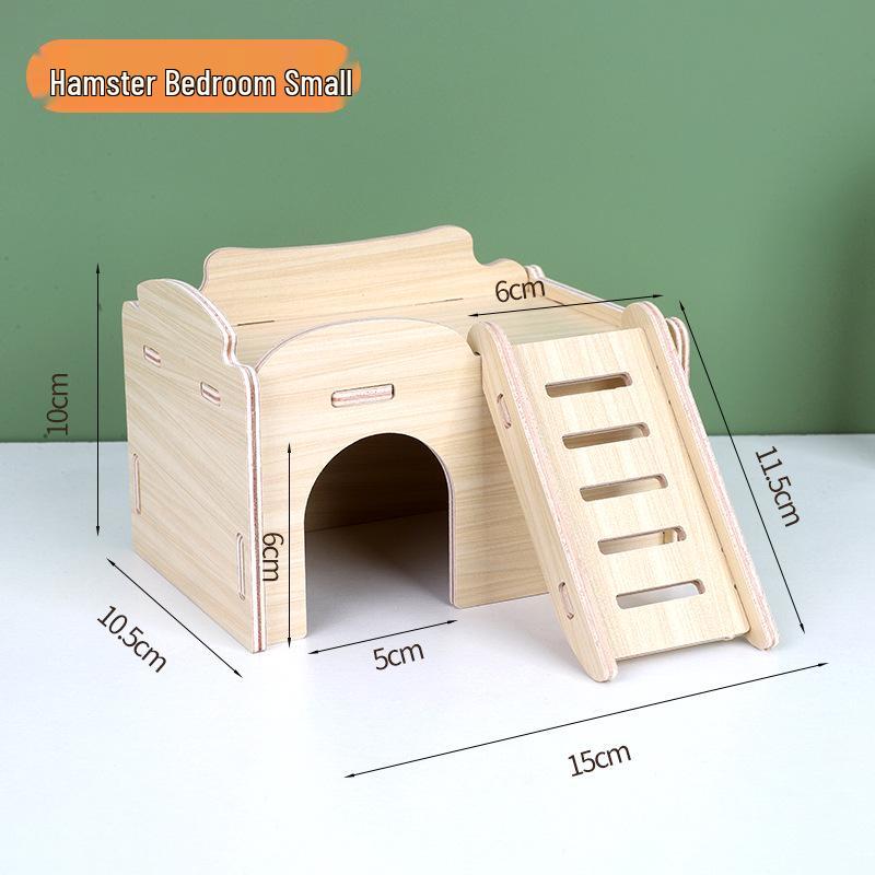 Luxury Solid Wood Hamster Villa with Pet Stairs and Sleeping Nest