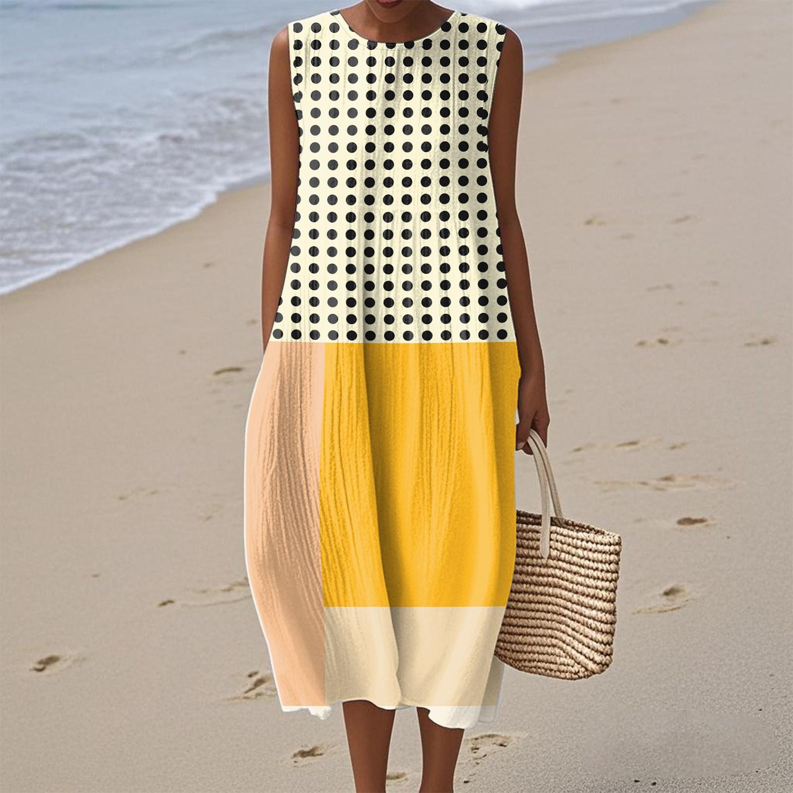 

Женское модное повседневное платье без рукавов с круглым вырезом и цветочным принтом, элегантное, темпераментное XXL