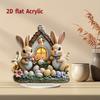 Easter Colorful Bunny Ornament - 2D Flat Acrylic Desktop Ornament, Wall Decor Art, Four Seasons Decoration, Novelty Home Decor