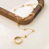 Light Luxury Simple Heart Chain Bracelets for Women Ladies Fashionable Popular Finger Ring Bracelets Party Jewelry Accessories