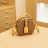 Retro New Women's Bag, Letter-printed Portable Small Round Bag, High-end Contrasting Color Round Cake Bag, Shoulder Messenger Bag.