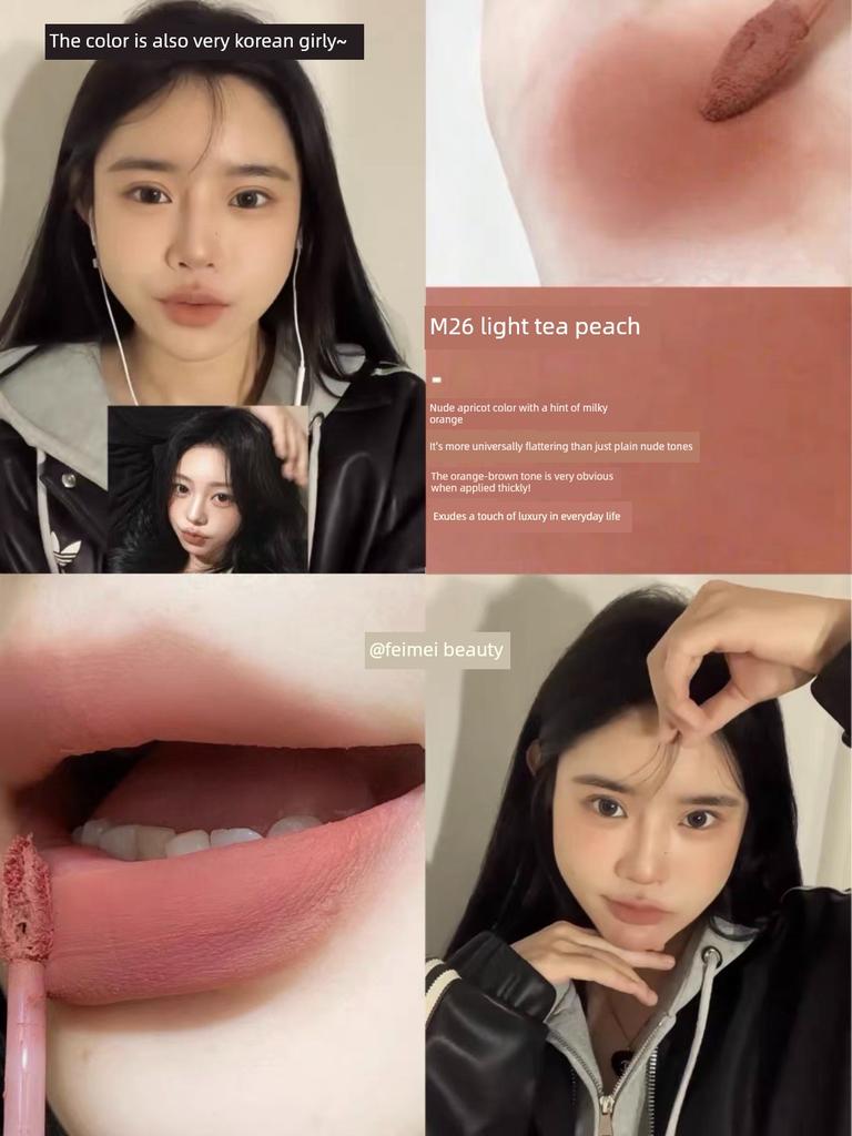 Olive Skin Tone Brightens! Akf Lip Mud M28 Smoked Taro Mud Low-Saturation Gray-Purple Grape Pink Lip Gloss Lipstick for Yellow Skin Tones