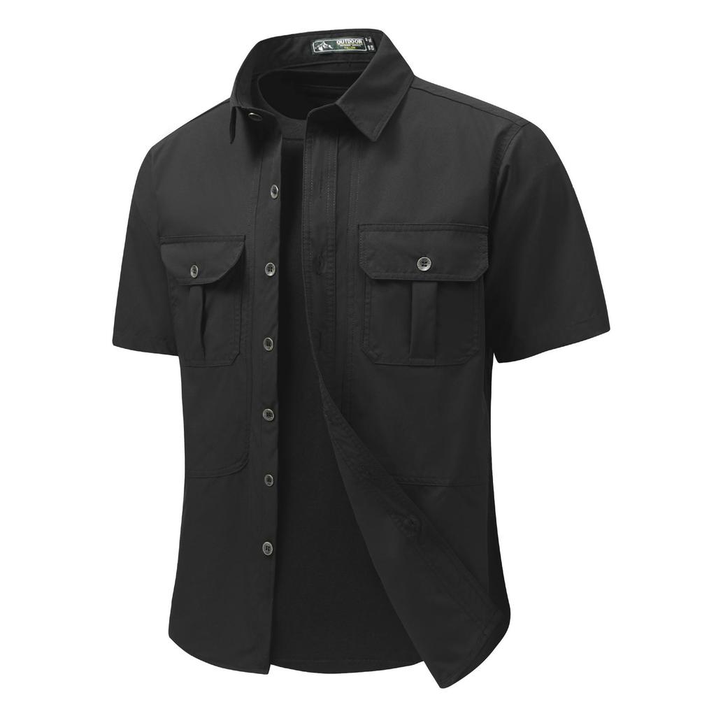 Shirt Short Sleeve Men's Outdoor Shirt Breathable Multi-Pocket Shirt