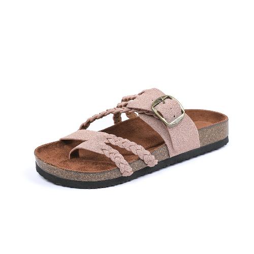 Fashion Women Sandals Beach Flip Flops Soft Suede Insole Adjustable Strap Slip On Comfortable Casual Fashionable Summer Shoes