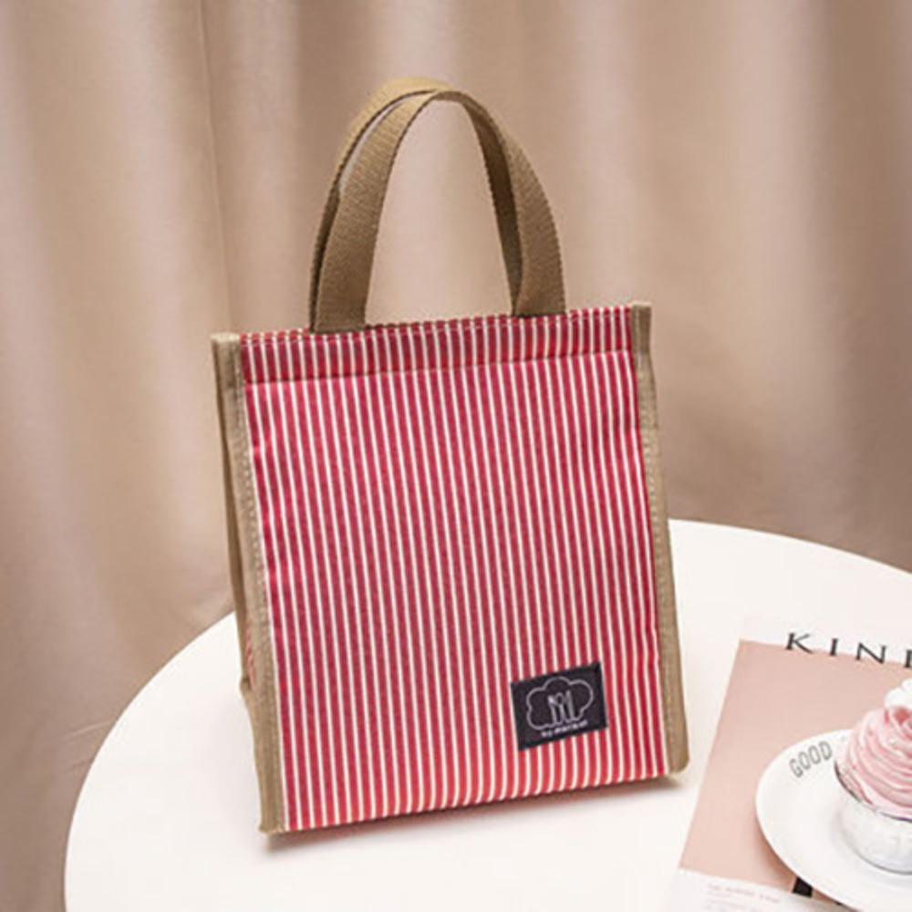 Oxford Cloth Hand-held Picnic Food Pouch Waterproof Storage Handbag  Student Red-Small