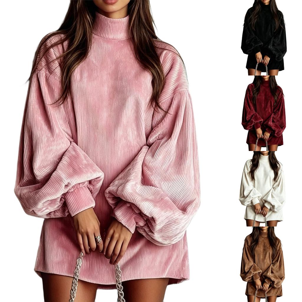 Women's Casual Loose Fit Long Sleeve Pullover Dress for Everyday Wear