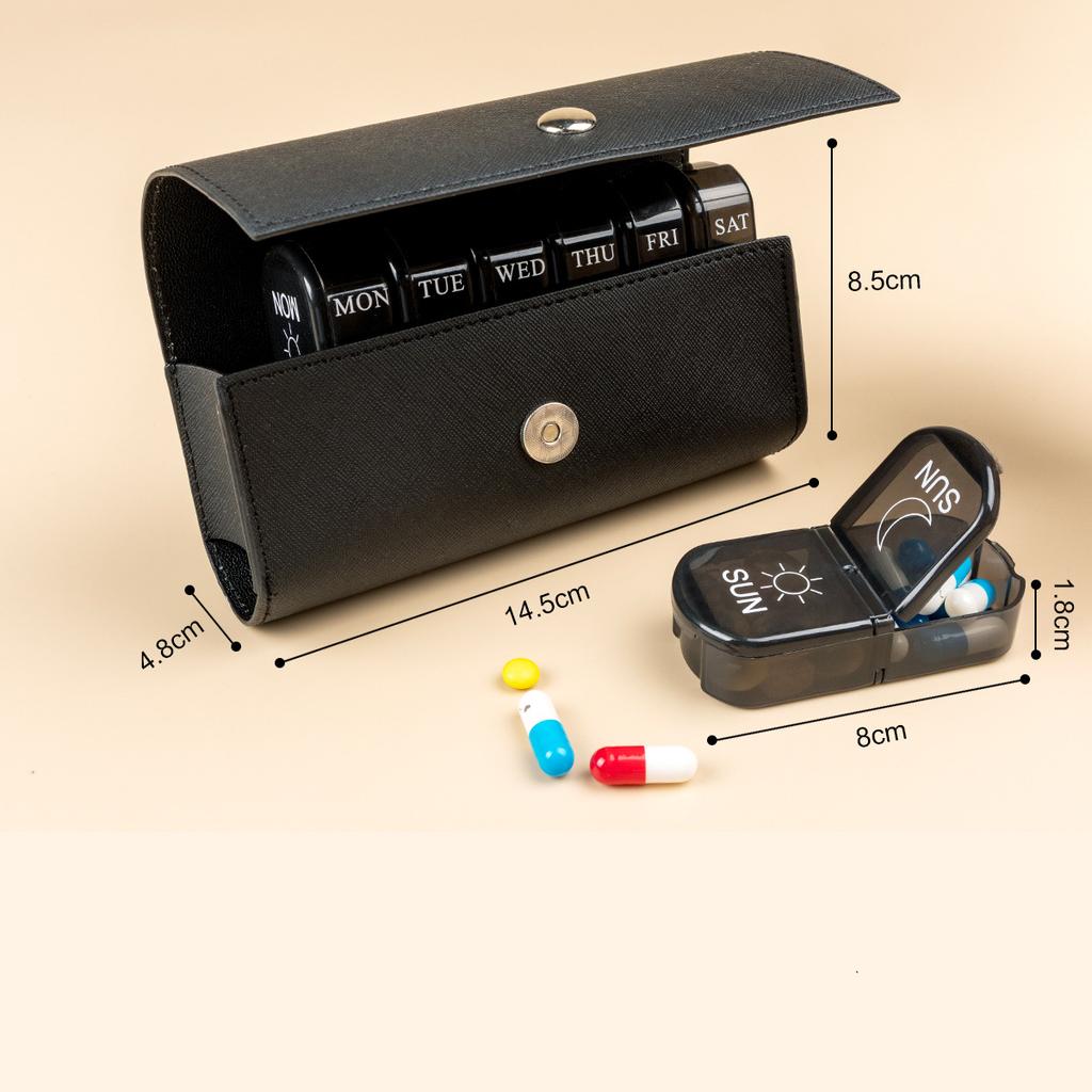 Medicine 14 Compartment Pill Box Storage Box Portable Plastic Container Box 7 Days Weekly Morning And Evening Travel Pill Box