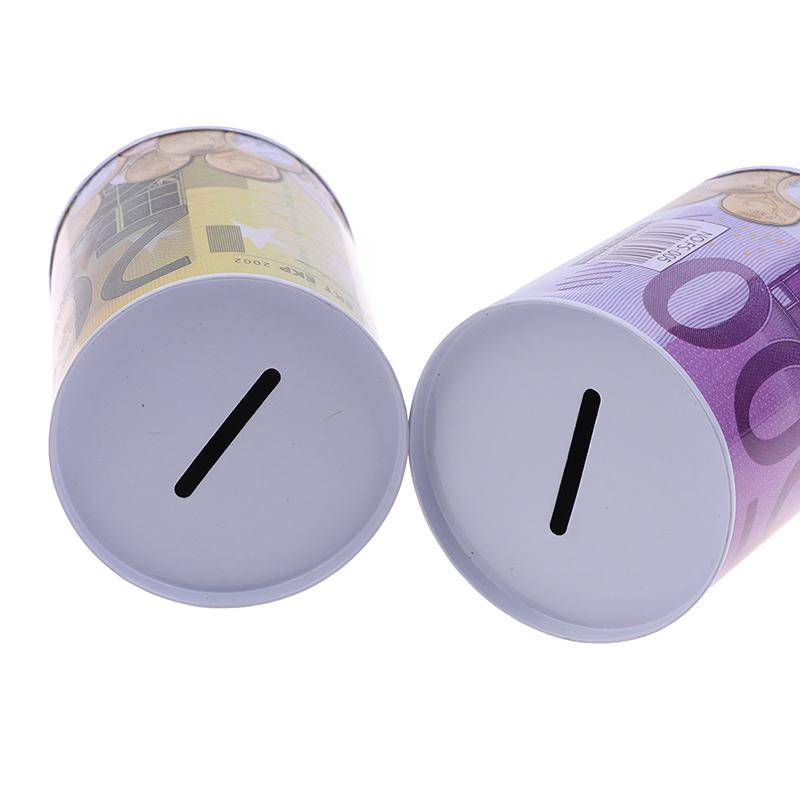 Tinplate Cylinder Piggy Bank Euro Dollar Picture Box Household Saving Money Box Home Decoration Money Boxes