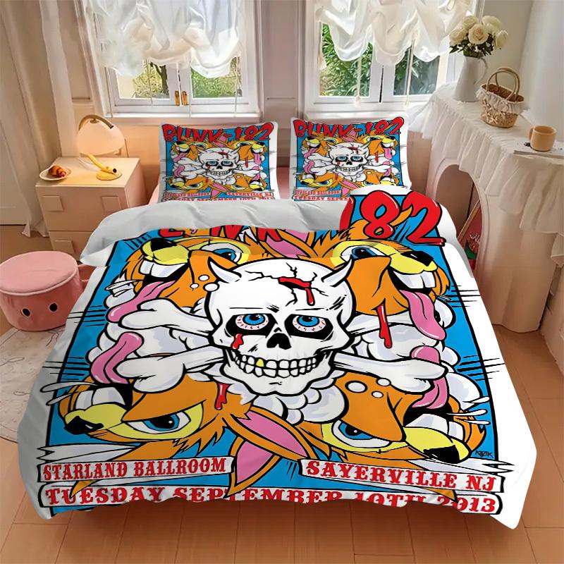 3pcs Blink-182 Bedding Set: Perfect for Bedroom or Guest Room. Soft and Comfortable with No Core Included yy251009169