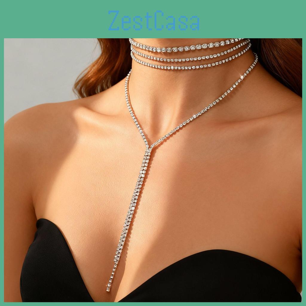 Geometric Pendant Necklace For Women With Sparkling Crystals And Multilayer Design For Fashionable Look