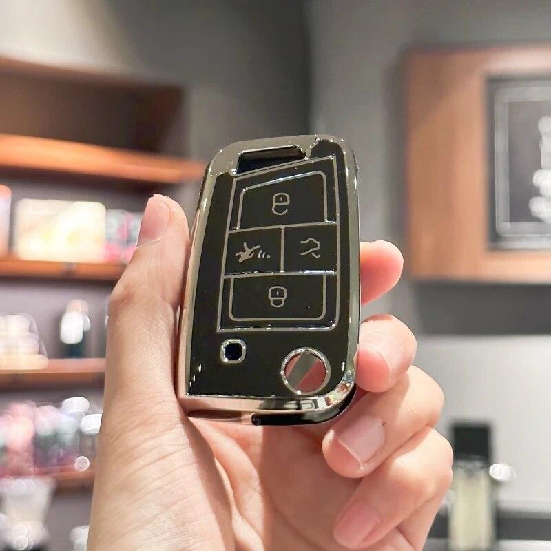 

Чехол для ключей из ТПУ, брелок для VW Volkswagen, аксессуары Atlas Golf GTI Jetta Tiguan, чехол для ключей от машины, полная защита