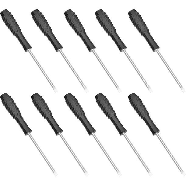 10PCS Mini Slotted Screwdriver, 3mm Flat Head for Watch Eyeglasses Electronics Toy Repair, Non-magnetic, 1.77"(45mm) Total Length (Blue Handle)