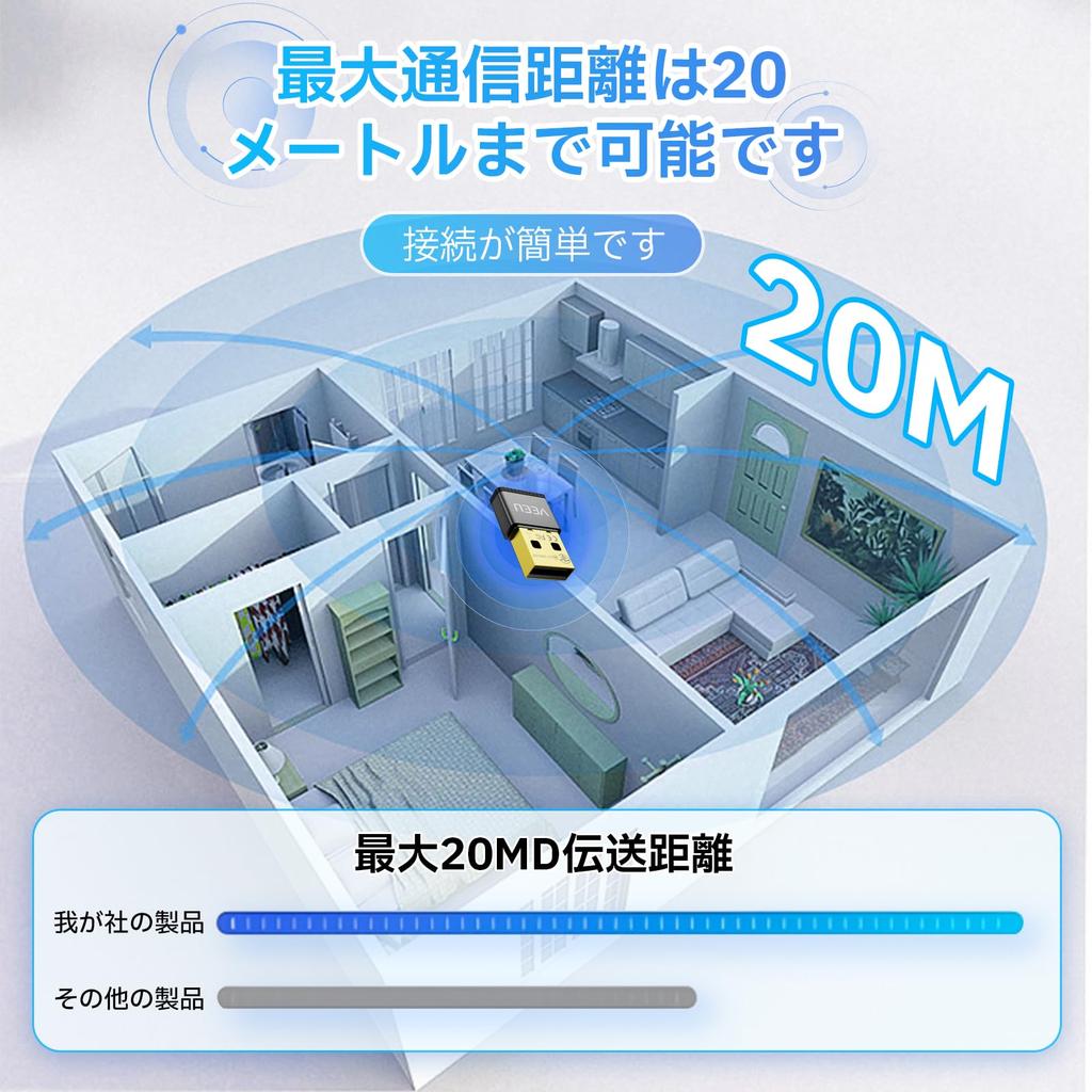Bluetooth-teknologi ingen driver Bluetooth USB-adapter med opptil 20 m kommunikasjon Bluetooth-dongle med lyd og automatisk Kompatibel med Windows