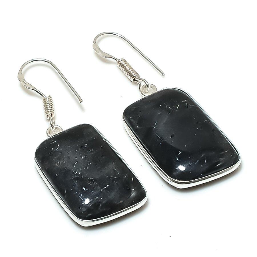 Natural Moss Agate Gemstone 925 Sterling Silver Jewelry Earring 1.69 AE-12403